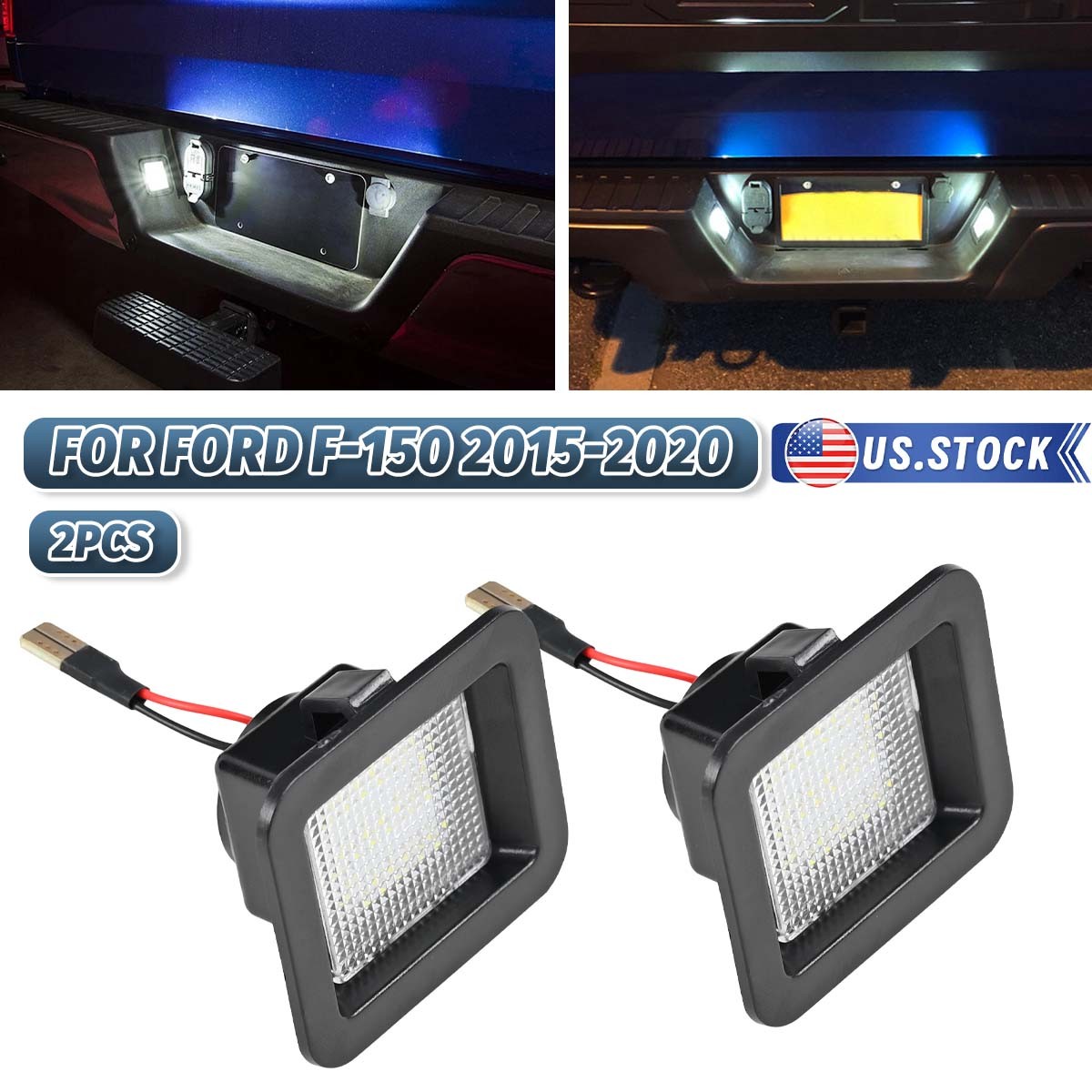 LED White License Plate Bumper Rear Tag Lights For Ford F-150 F150 Pickup 15-20