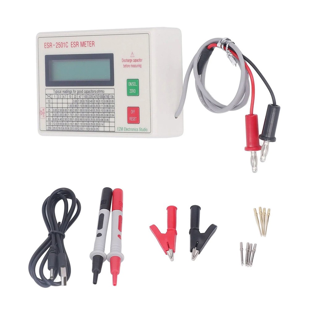 Handheld ESR DCR Capacitor Tester High Accuracy Smart Shutdown Capacitance Meter