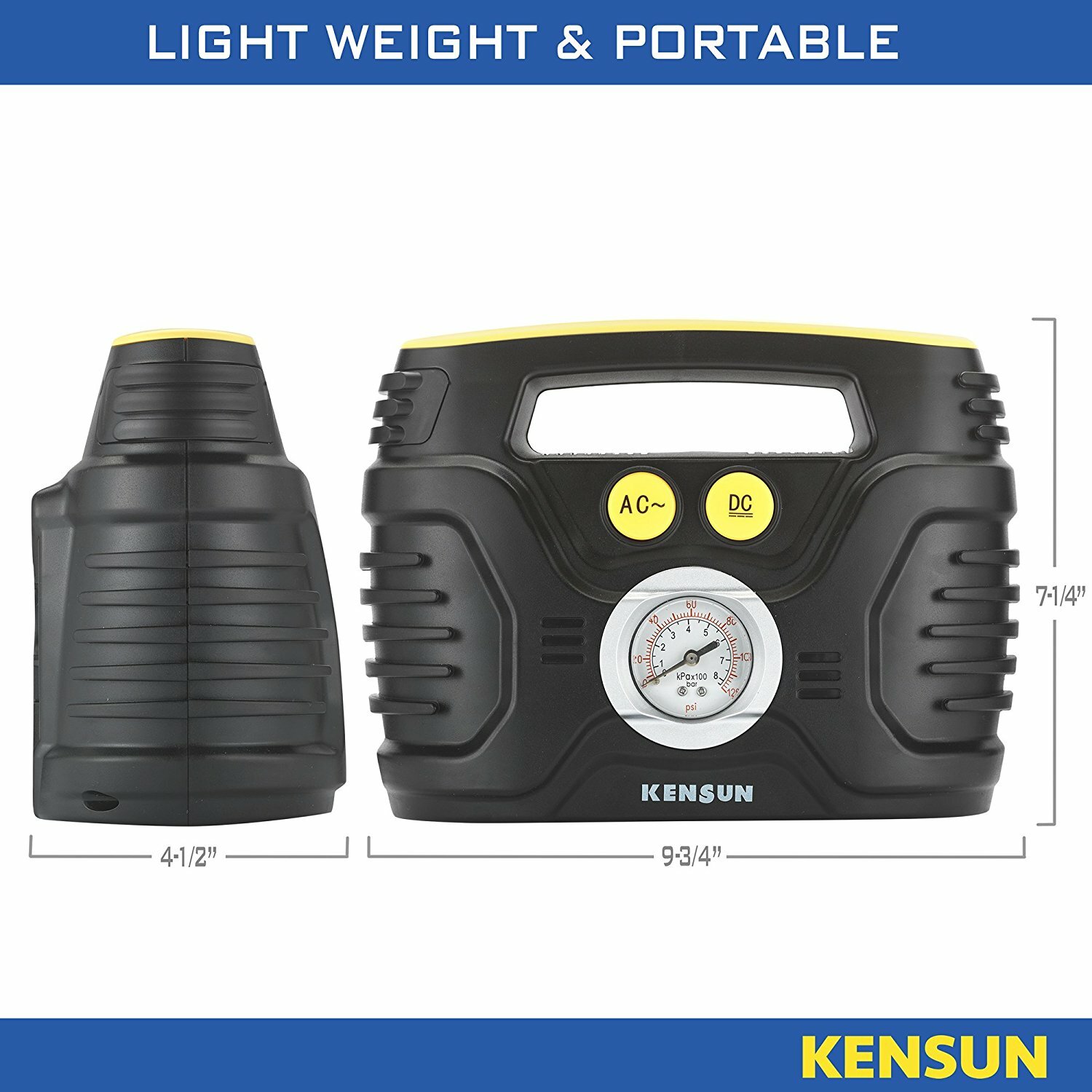 Kensun Portable Air Compressor Pump for Car 12V DC and Home 110V AC