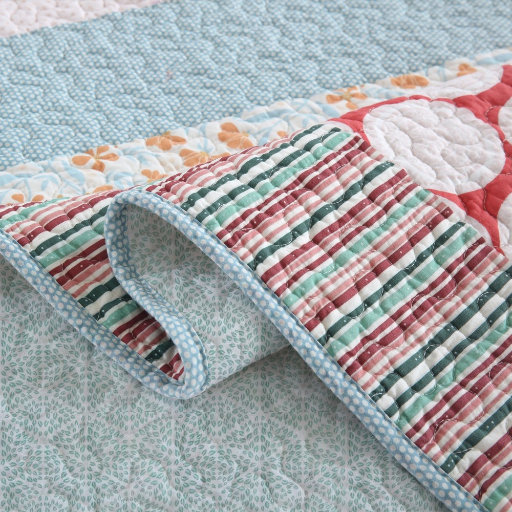 3 Pcs Printed Quilt Set Floral Patchwork Pattern Bedspread Set BY331