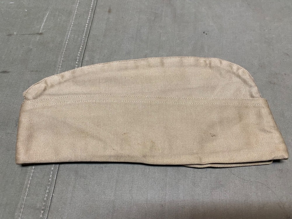 ORIGINAL WWII US ARMY SUMMER KHAKI OVERSEAS GARRISON HAT CAP-MEDIUM SIZE 7