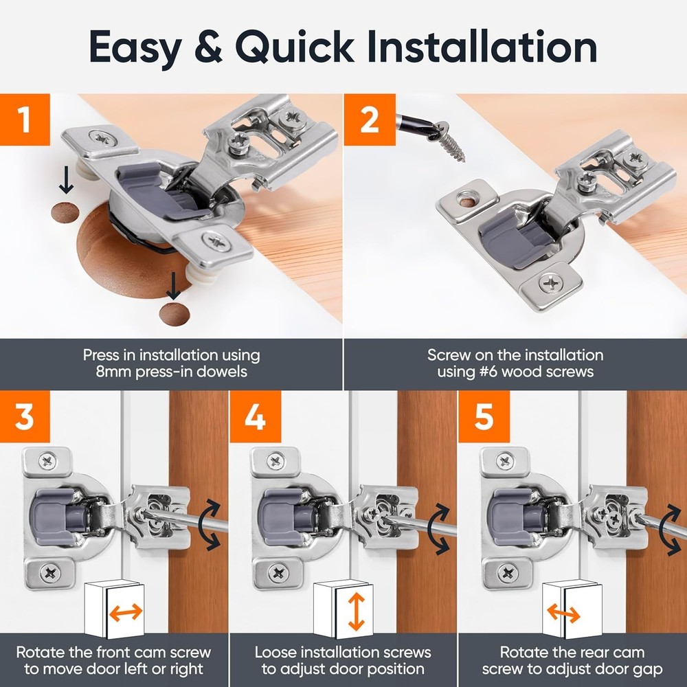 Upgrade Your Kitchen with 50 Soft Close Cabinet Hinges – Easy Install, Durable