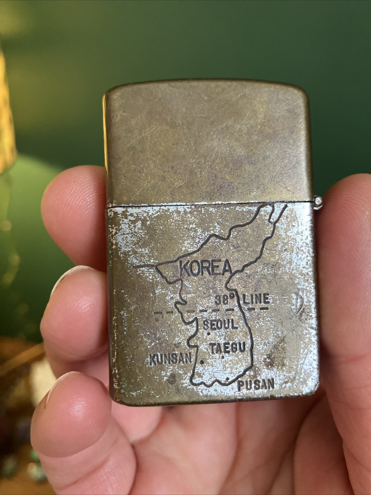 1950s Korean War K-8 Airmens Open Mess 5th AirForce Lighter TrenchArt Korea Map