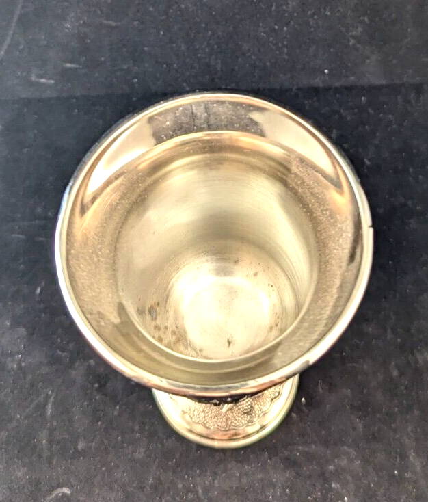 Kiddush Cup Silver Plated Embossed Grapes & Grape Leaf Design