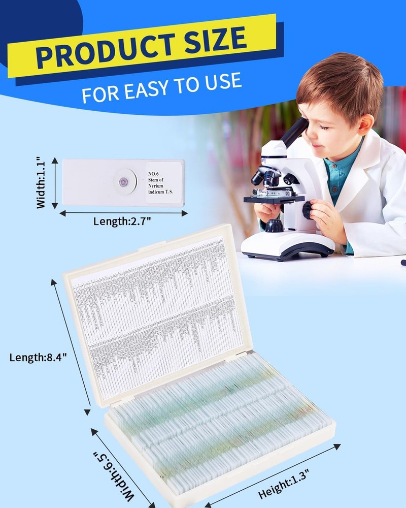 120-Pcs Microscope Slides with Specimens,Plant, Animal, Algae,etc,Educational...