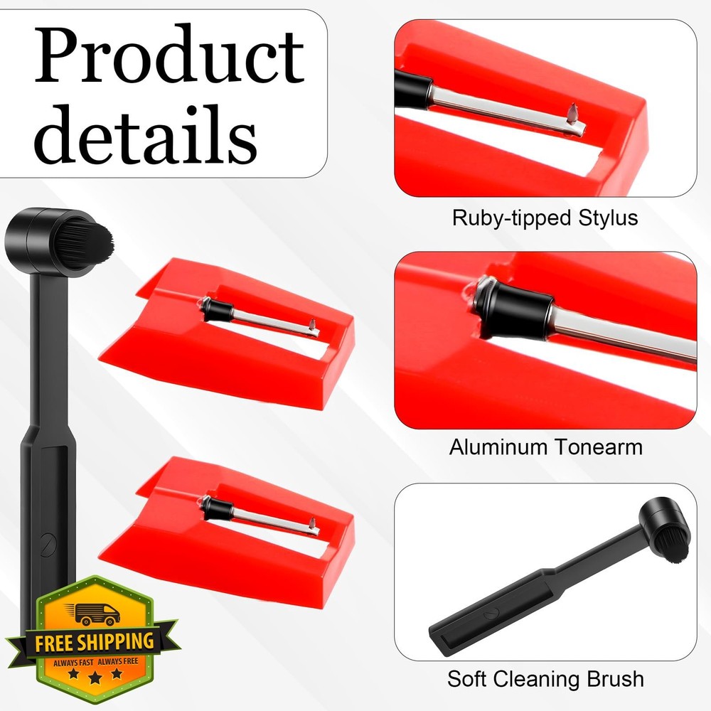 3 Universal Record Player Needles Turntable Replacement Brush