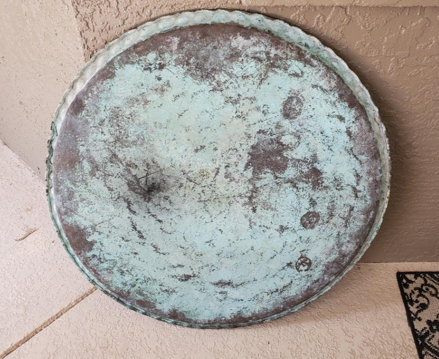 36 Inch Antique Copper Ottoman Repoussé & Chasing Serving Tray