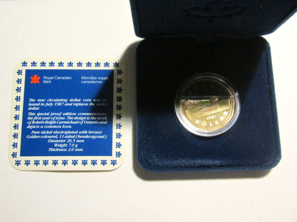 Canada 1987 Proof Dollar with COA in original box
