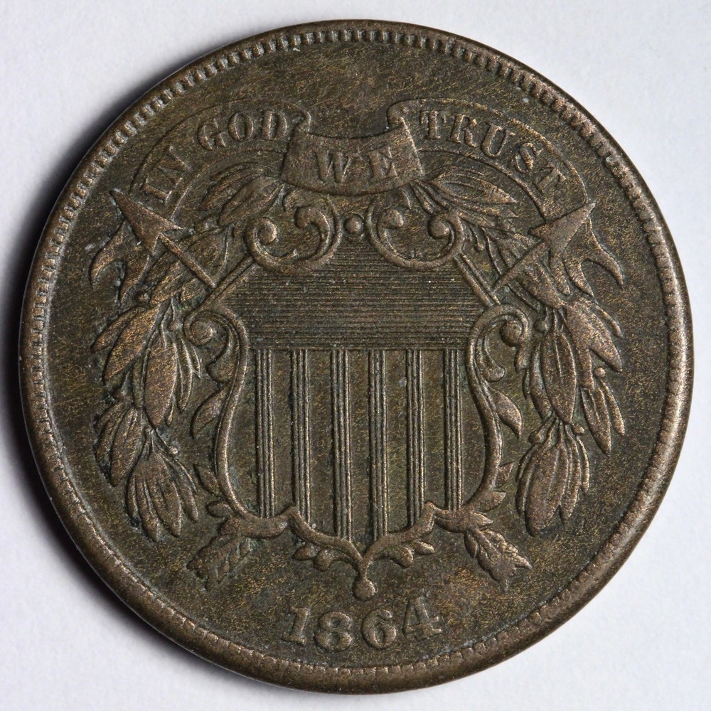1864 Two Cent Piece AU E210 YAMU