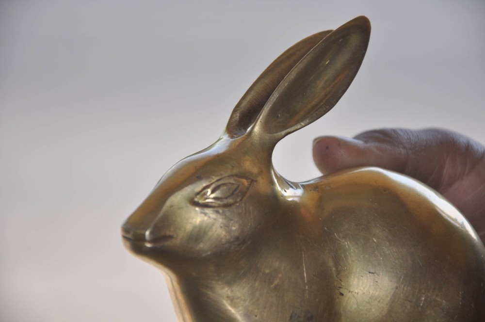 Vintage Brass Handcrafted Solid Rabbit Decorative Figurine