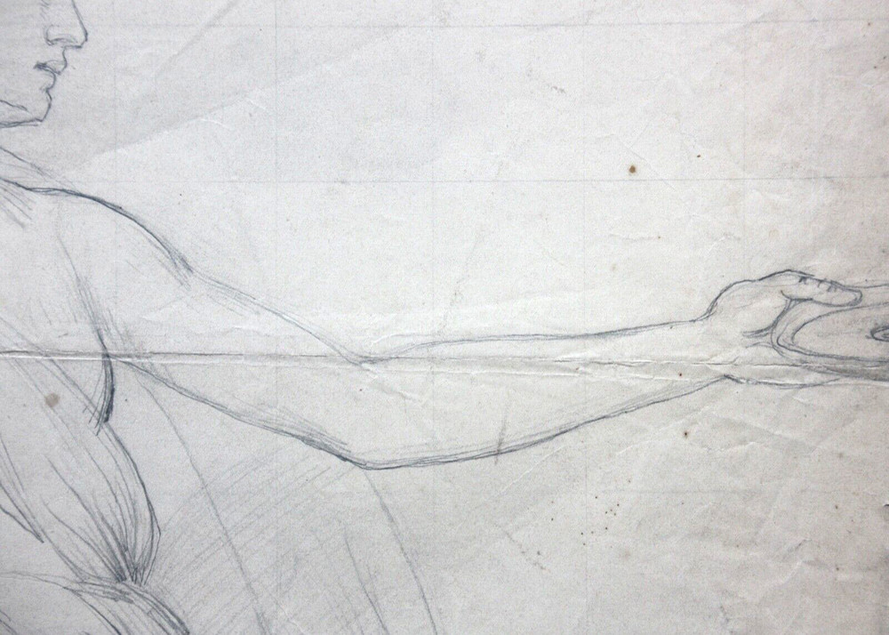 Female Allegory, Dancer, Classicist Drawing Squared 19th century