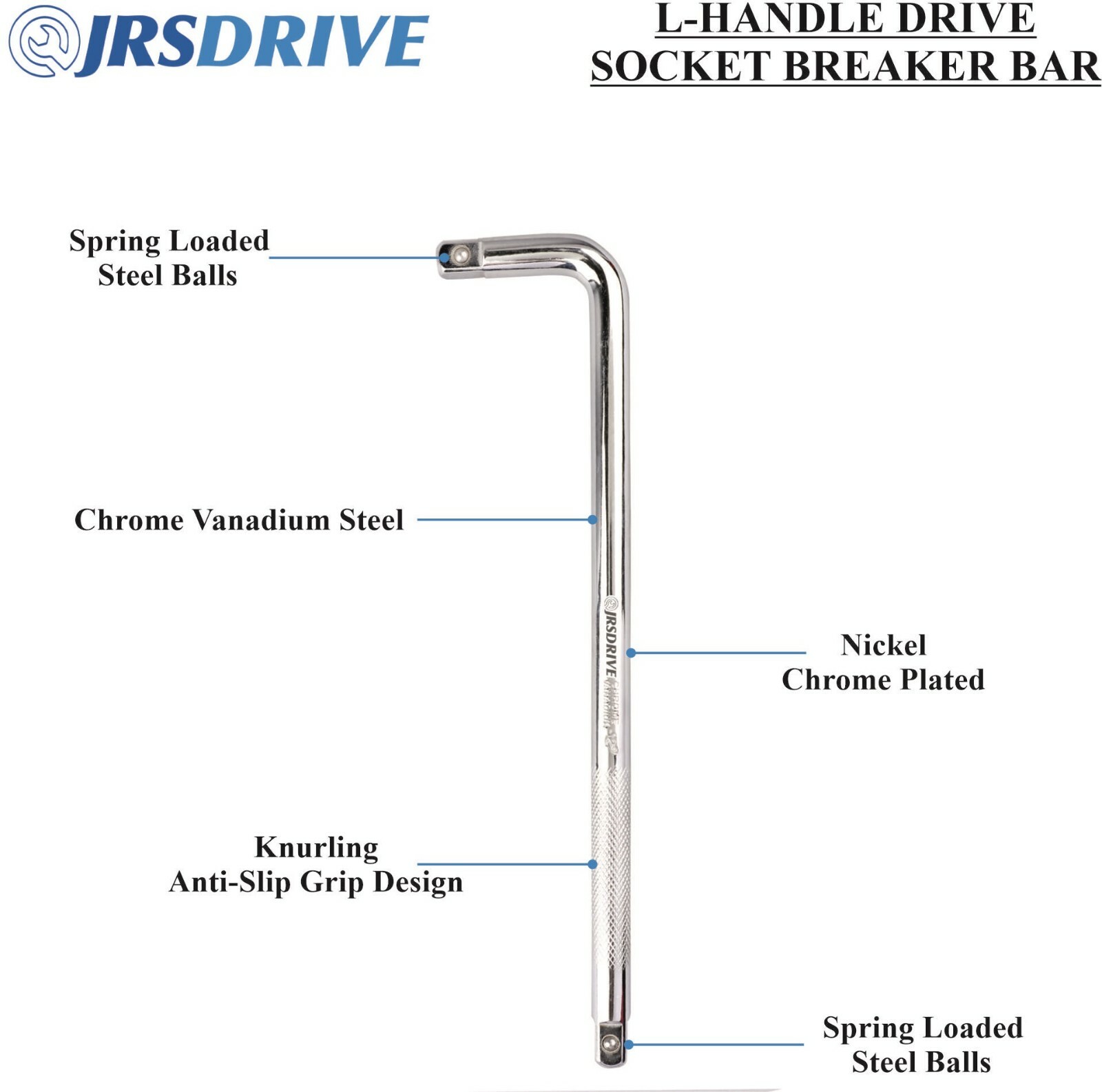 JRSDRIVE L Handle Socket Wrench - 1/2" Drive, 12 inch Extension Bar | E-2211