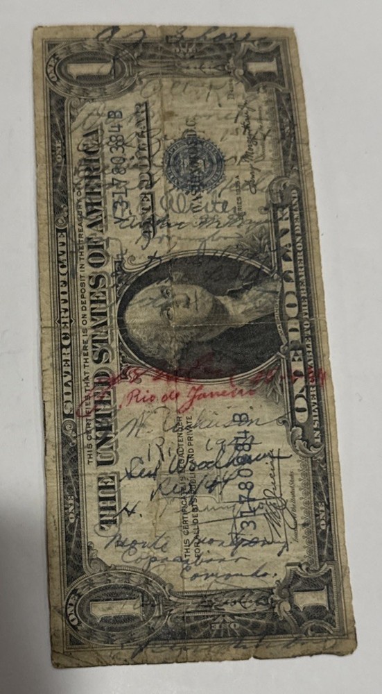 1935 A Silver Certificate Unique Rare Signed by several Unknown Potential Famous