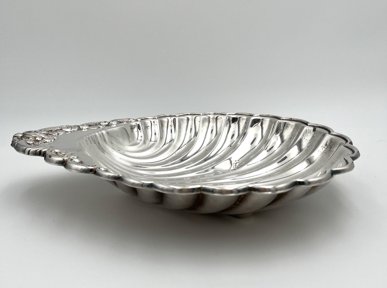 Set of 3 Vintage Silverplate Decorative Pieces 2 Shell Dishes & 1 Candle Holder