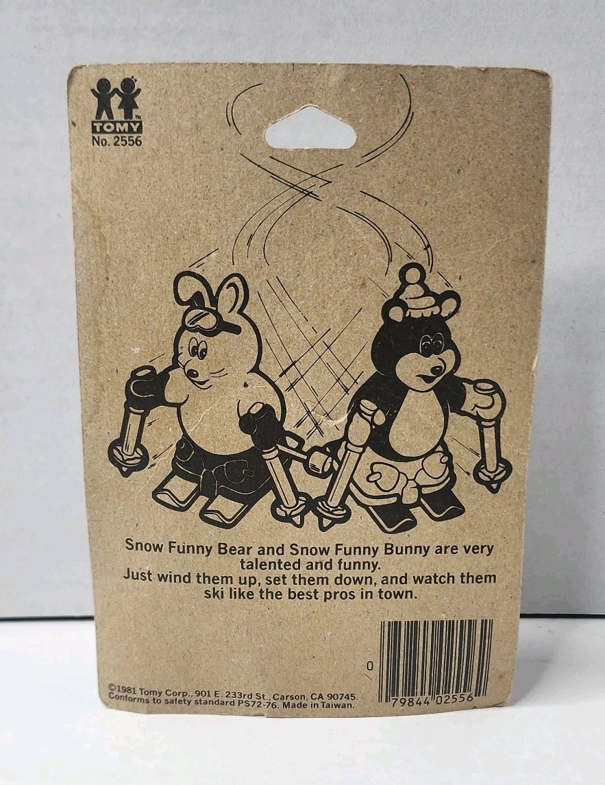 Vtg. 1981 Tomy Snow Funnies - Skiing Funny Bear Wind Up Toy - NIP [Read Desc.]