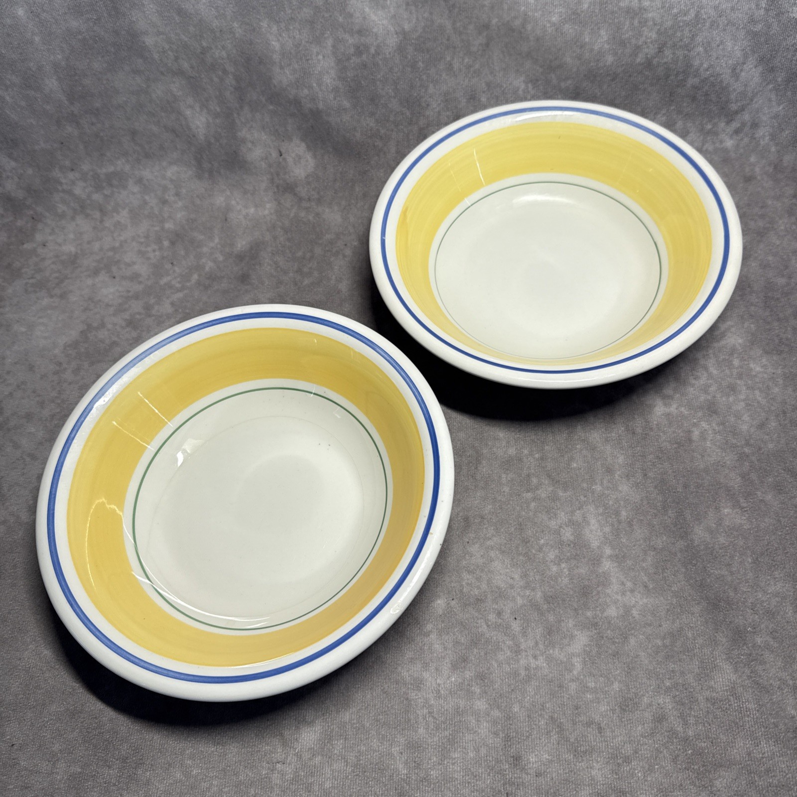 2 Maxam 8" Hand-Painted Striped Bowls Made in Italy Microwave Dishwasher Safe