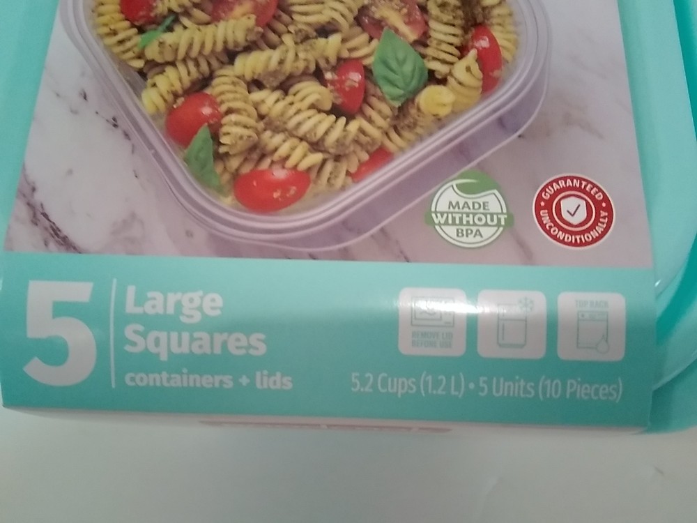 Goodcook 5 Large Square Container with Light Blue Lid 5.2 Cups