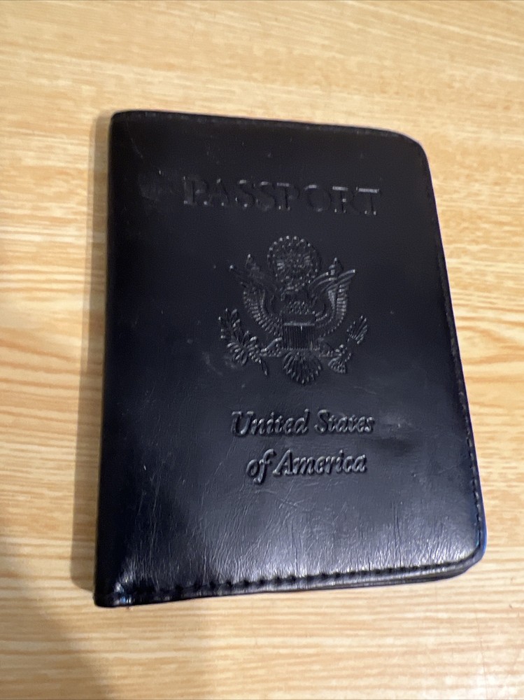 Leather Passport Holder Black