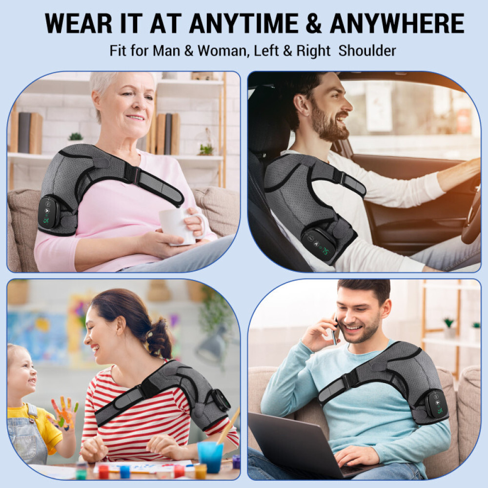 Electric Heated Shoulder Brace Massage Rotator Cuff Support Compression Wrap