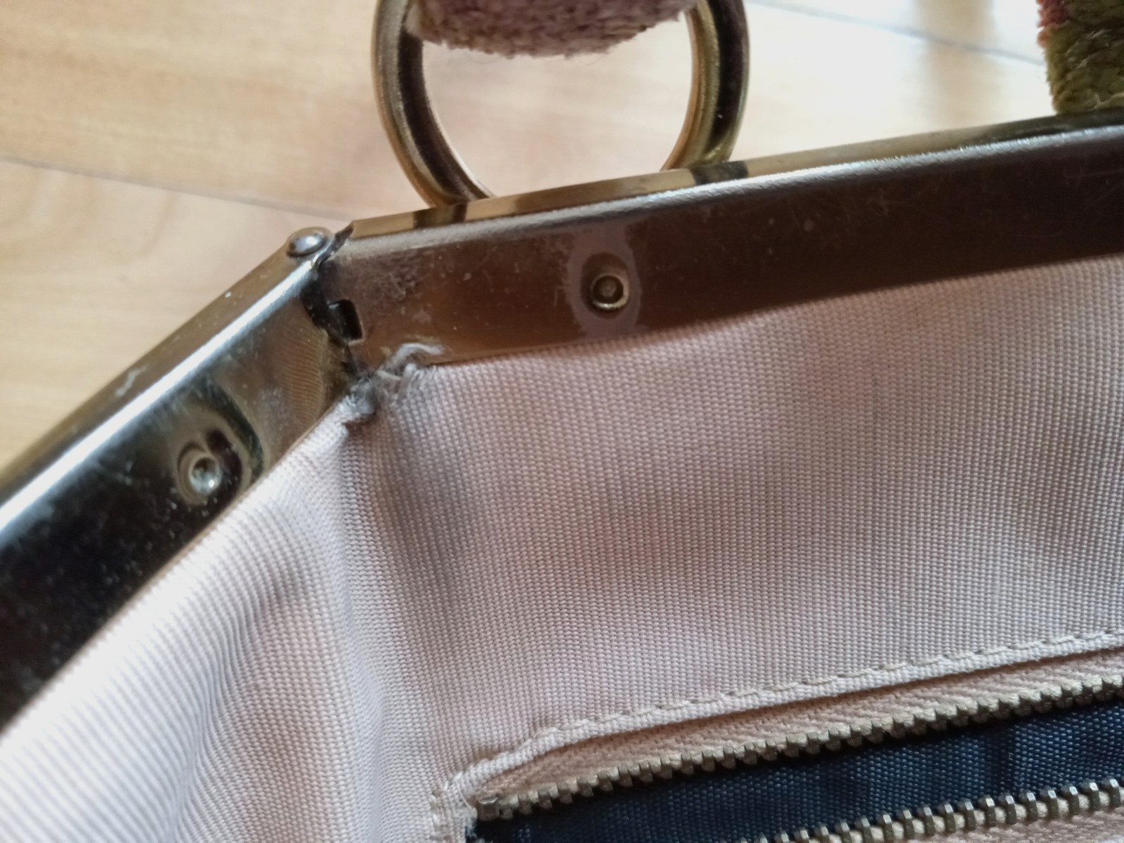 VTG MCM ETRA Fabric Textile Carpet Bag Metal Frame Handbag Floral Purse 50s-60s