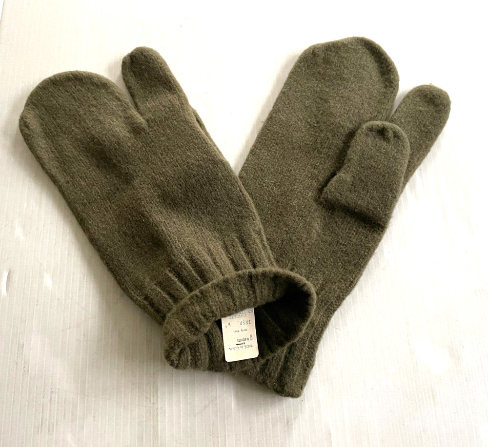 UNISSUED WWII US NAVY WINTER WOOL TRIGGER FINGER N-2 DECK MITTEN INSERTS MEDIUM