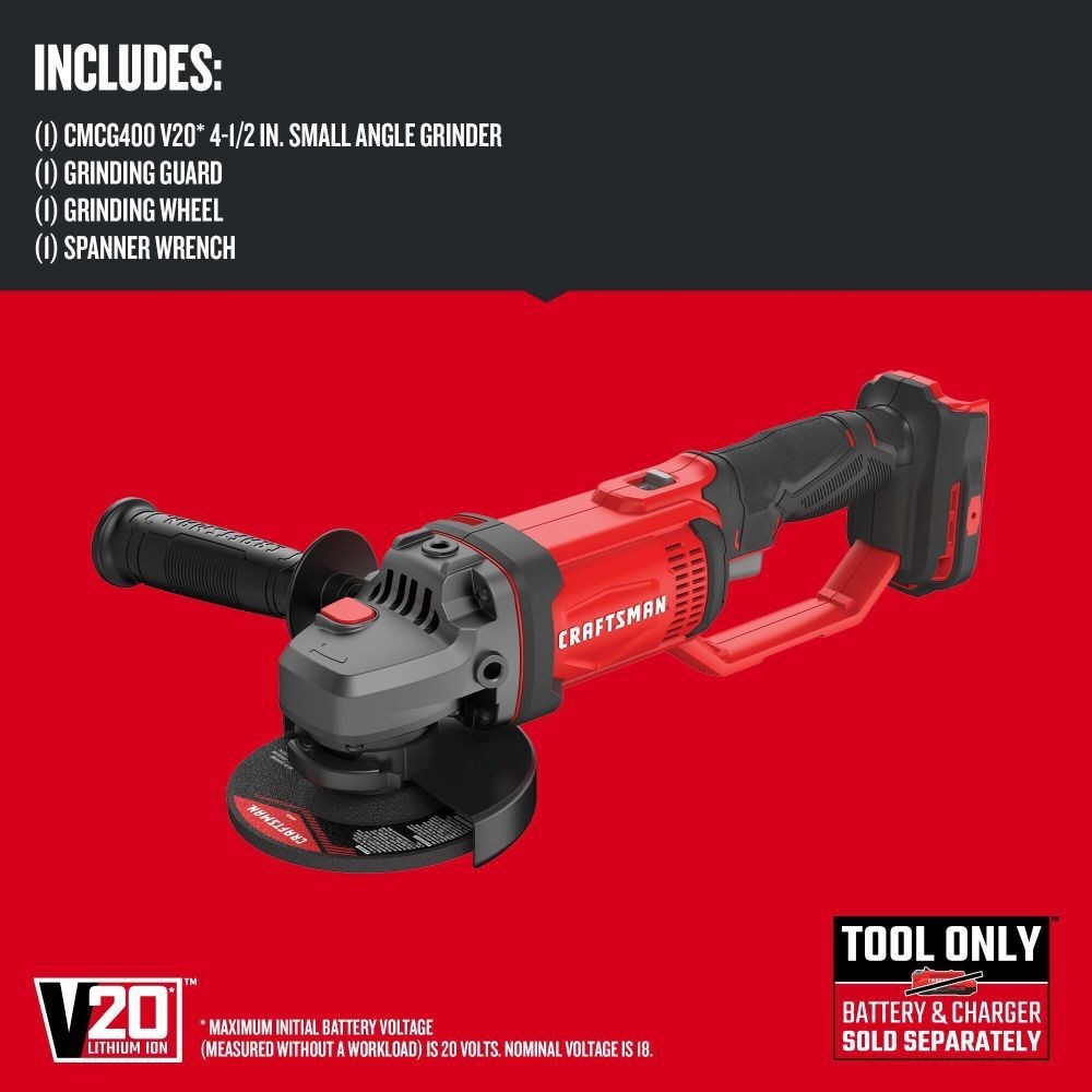 Craftsman CMCG400B 20V 4.5'' Angle Grinder Tool Only