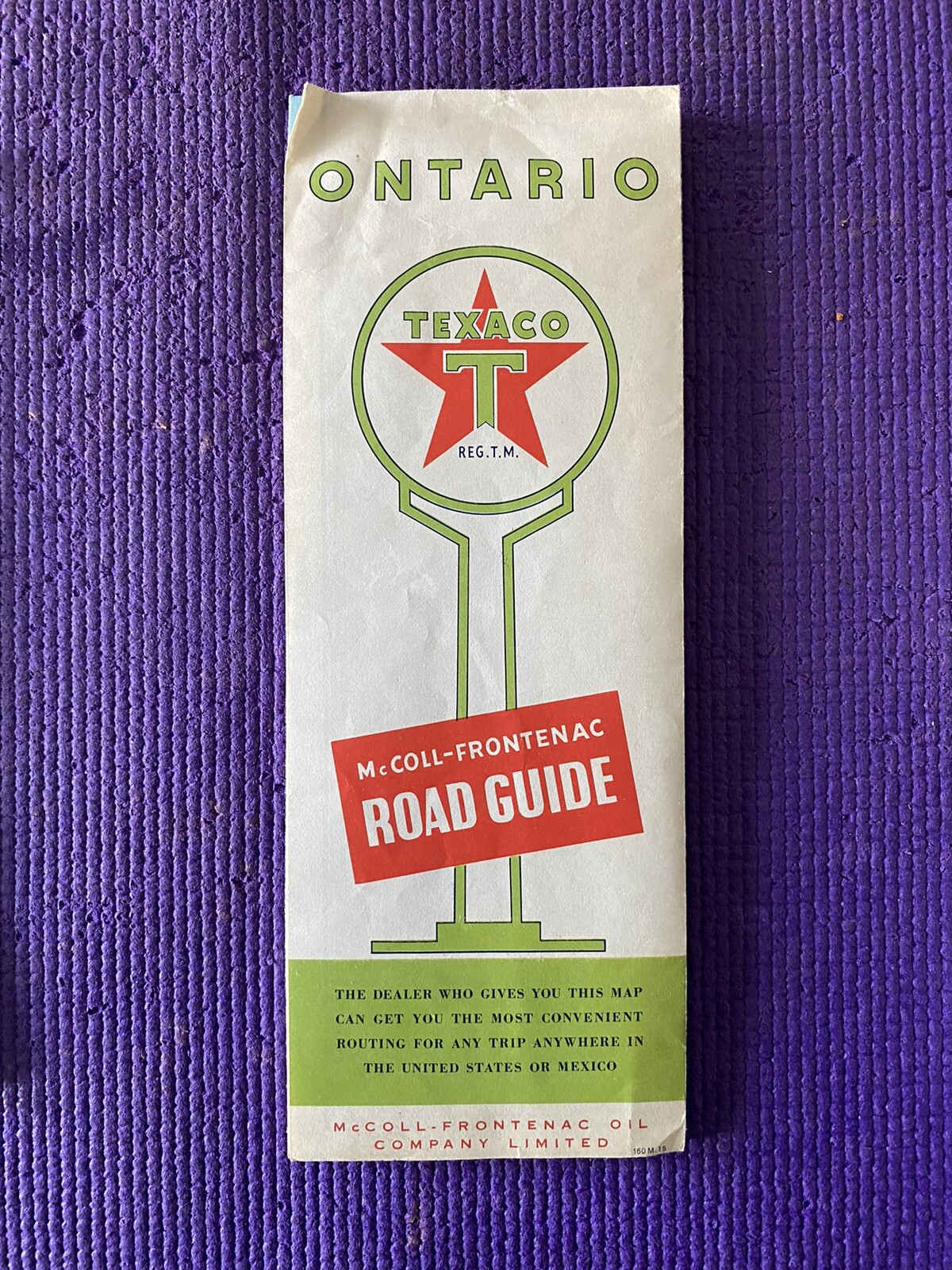 Lot of (2) Vintage Road Maps Texaco and Atlantic New York, Ontario