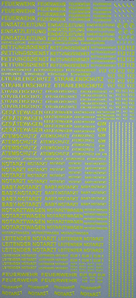 Emergency Services Light Yellow DE 01 1:87 Decals