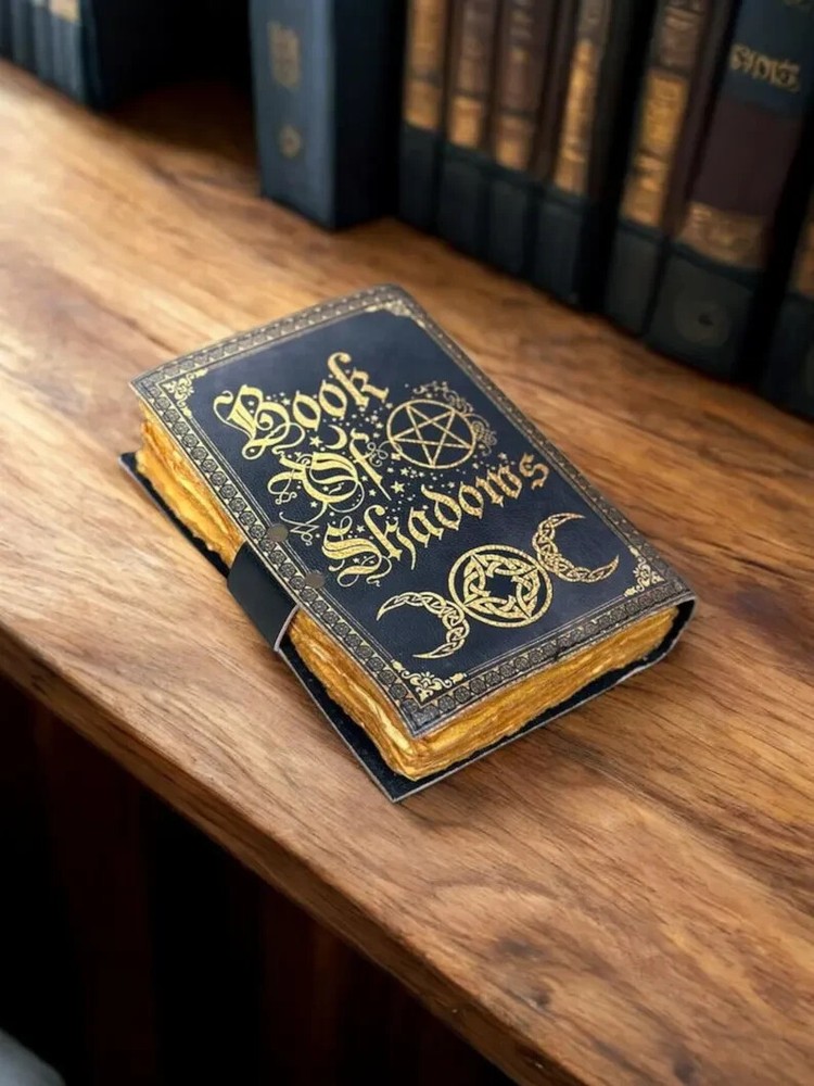 Leather Book of Shadows Grimoire Journal Magical Spell Notebook.