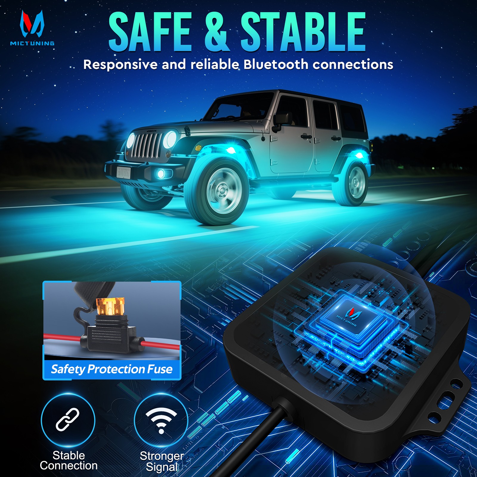 MICTUNING 16 Pods RGBW LED Rock Lights Kits, Underglow Neon Lights for Car Truck