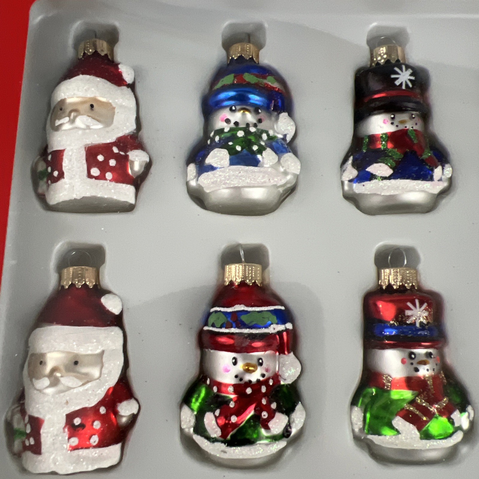 Christmas Ornament Northlight Mini Snowmen Santas Glass 12 Count Winter New