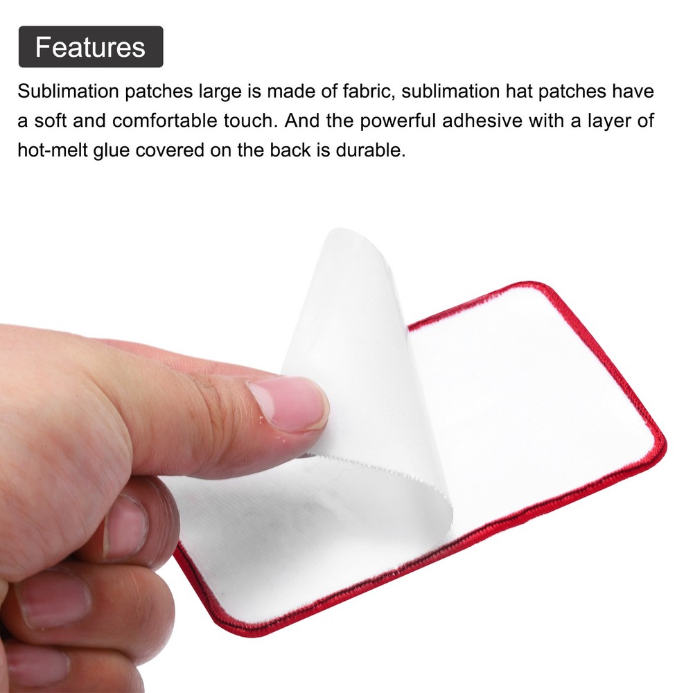 30pcs Sublimation Patch Blank Rectangle White with Black/Red/Yellow Border
