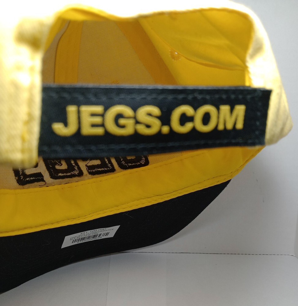 JEGS High Performance Yellow Cap with Black Bill Hook & Loop Strap JEGS.com Logo