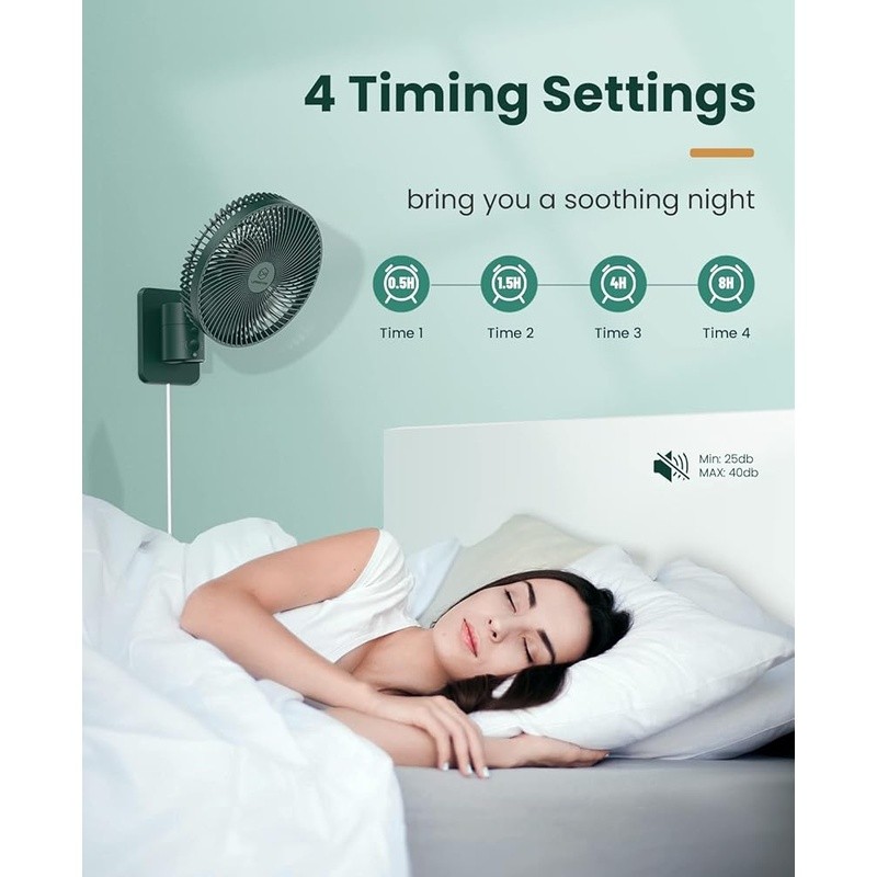 Wall Mount Oscillating Fan Remote Control Adjustable Tilt Timer 4 Speed New
