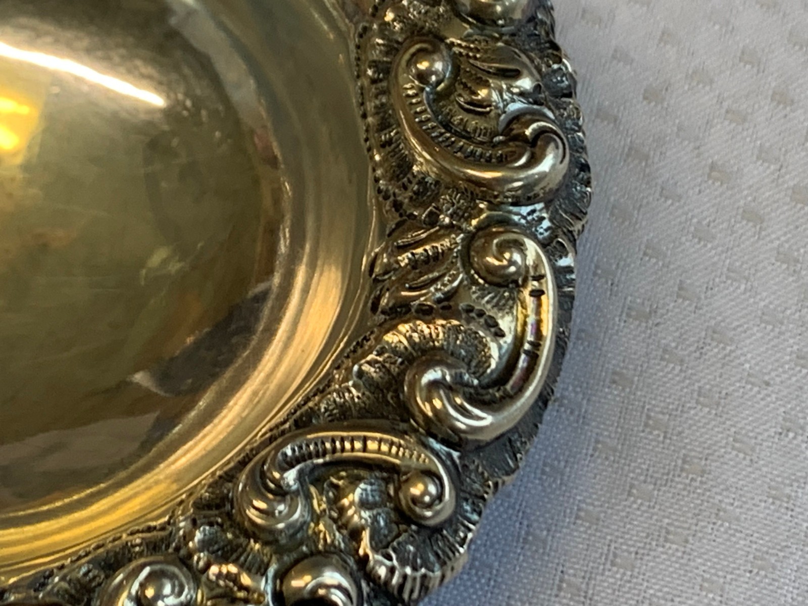 Antique Sterling Silver Condiment Dish Master Salt Cellar 37.84g Floral Repousse