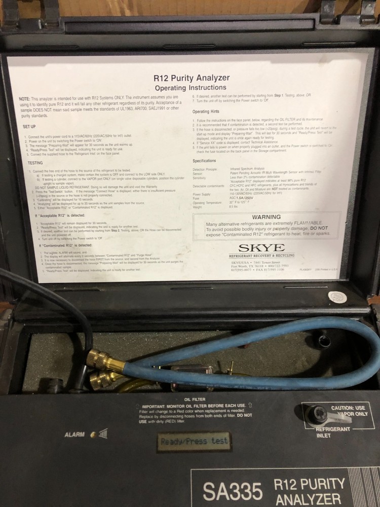 Skye SA335 R12 Purity Analyzer - Tested