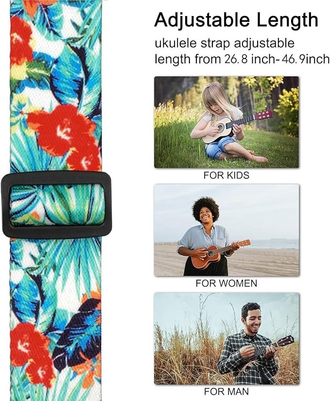 Dulphee Ukulele Strap Hawaiian Style Adjustable Uke Shoulder Strap New