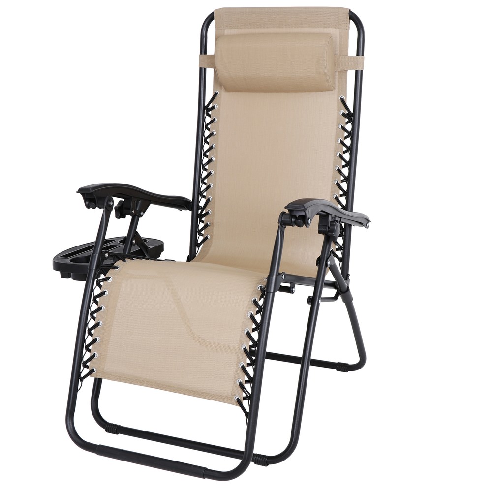 2PCS Zero Gravity Reclining Chairs Foldable Beach Back Yard Relax Afternoon