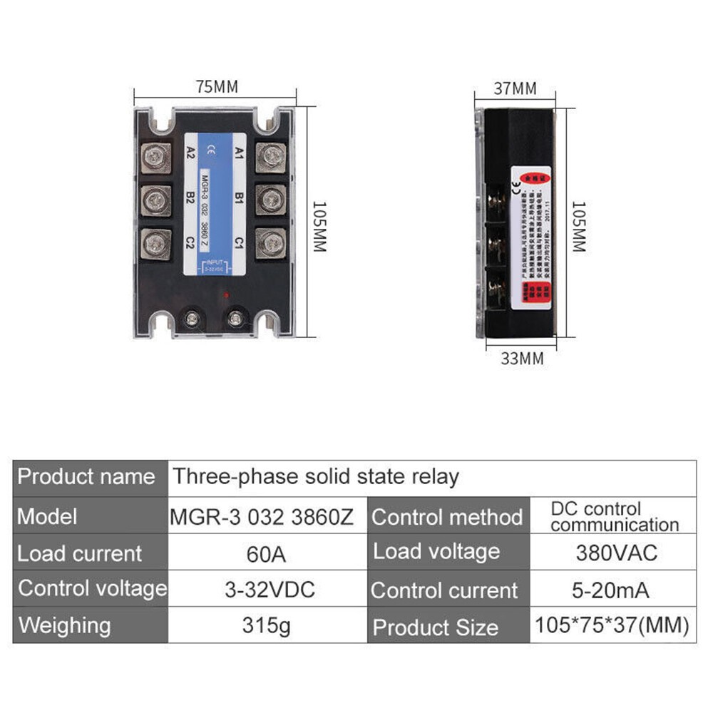 MGR-3 032 3860Z Three-Phase Solid State Relay for DC-AC