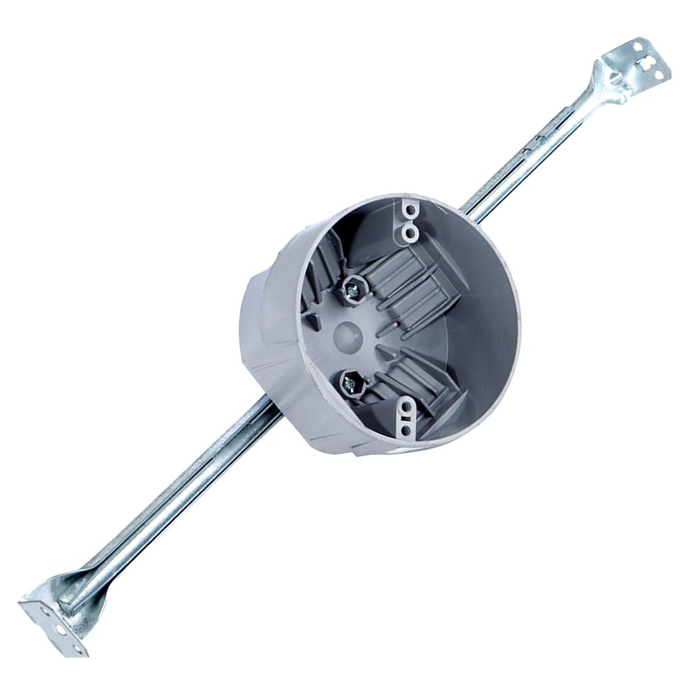 Round PVC Electrical Box With Adjustable Bar, For New Work, Bar Adjusts From...