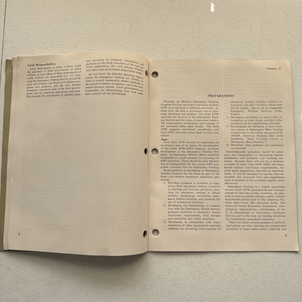 Emergency Feeding, Emergency Welfare Services Manual June 1966