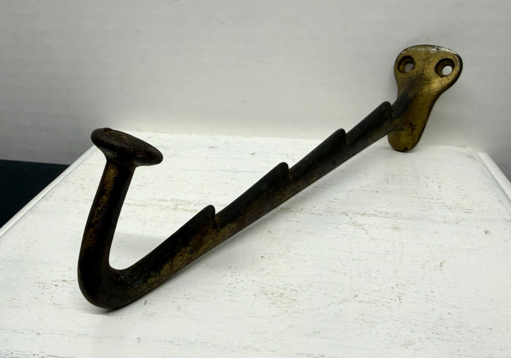 Vintage Cast Iron Wall Hook Clothes Hat Hanger 7 1/2" Step Multiple Spots