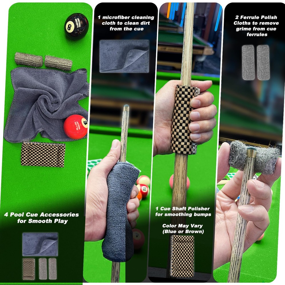Billiard Pool Table Accessories Kit 10 Piece Set with 2 Pool Table Brushes,2 ...