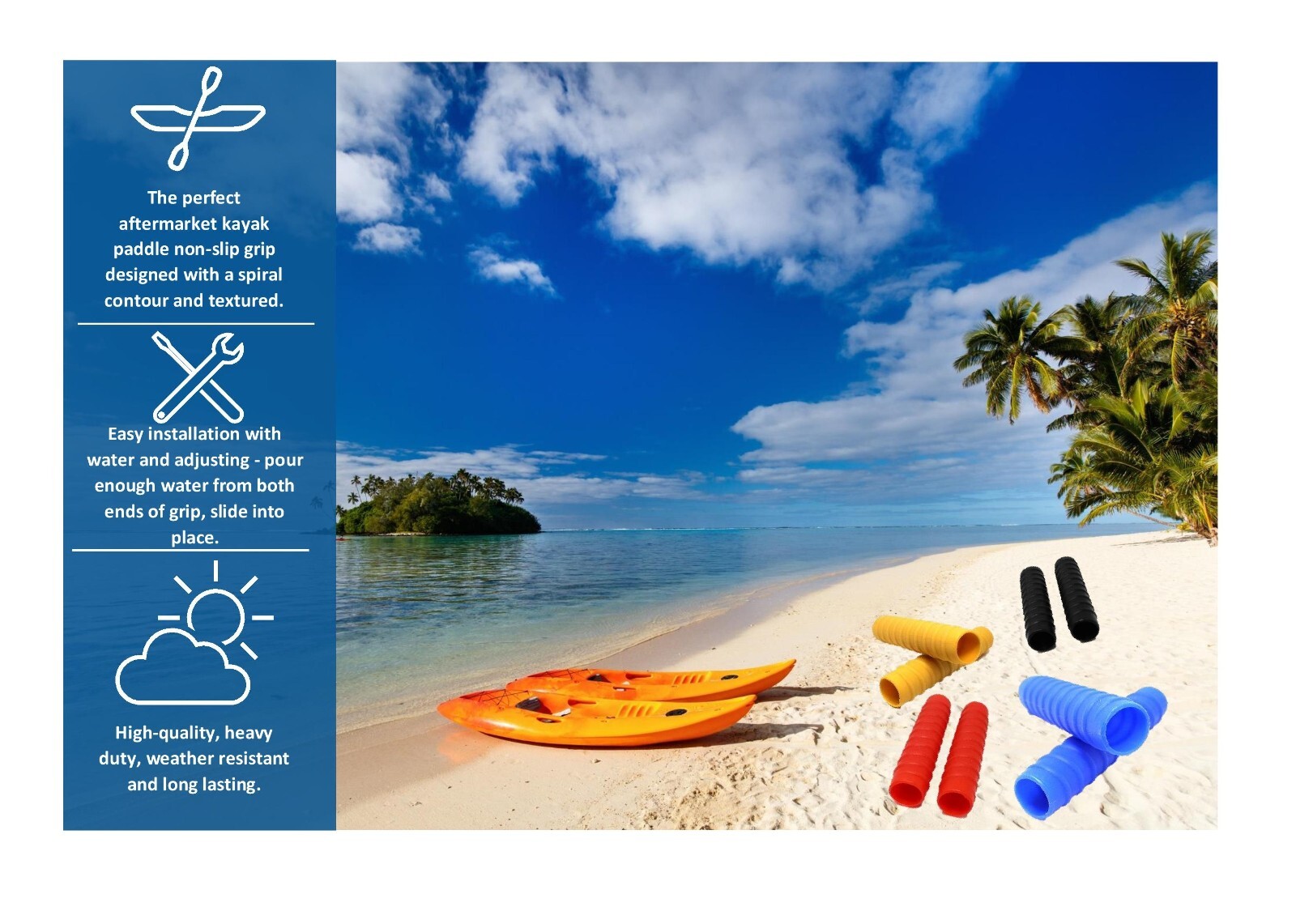 Kayak Take- Apart Paddle Grips Blister Prevention Non-Slip Wraps