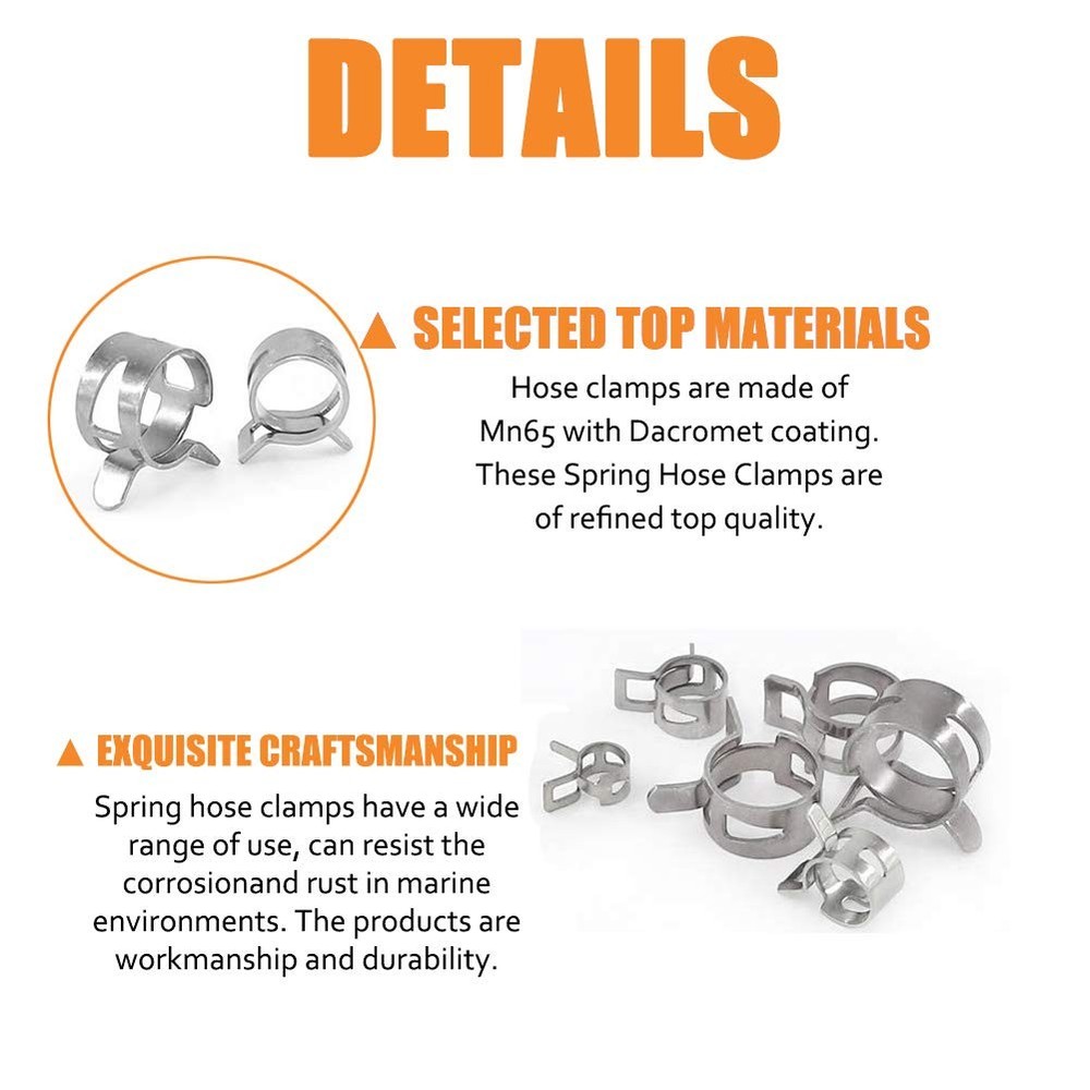 ISPINNER 80pcs Spring Band Type Hose Clamp - 80pcs, Silver