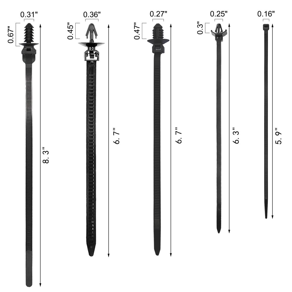 160Pcs Universal Nylon Push Mount Cable Zip Tie, Self Locking Cable Strap,Hea...