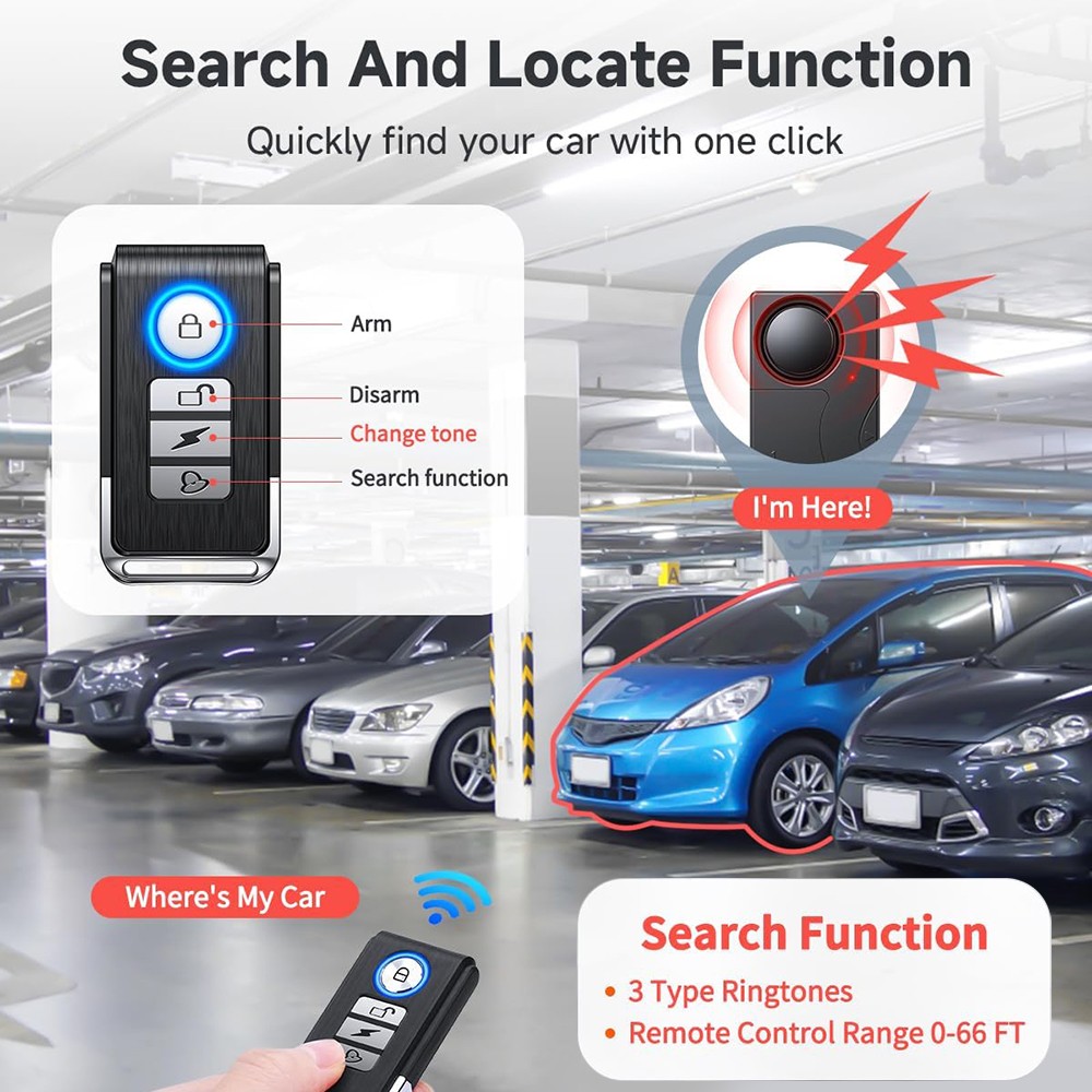 Loud 150dB Wireless Anti-Theft Vibration Motorcycle Bicycle Bike Alarm Security~