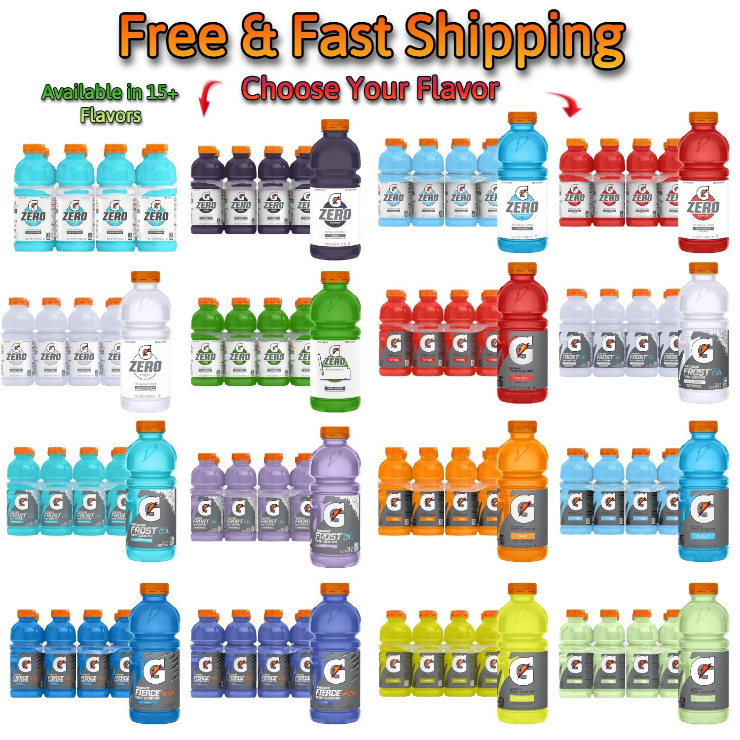 Gatorade Thirst Quencher Sports Drink 20oz Bottles, 8 Pack (Selet Flavor)