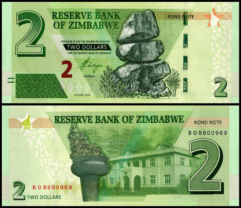 Zimbabwe 2 Dollars, 2016, P-99a.2, UNC, Bond Note