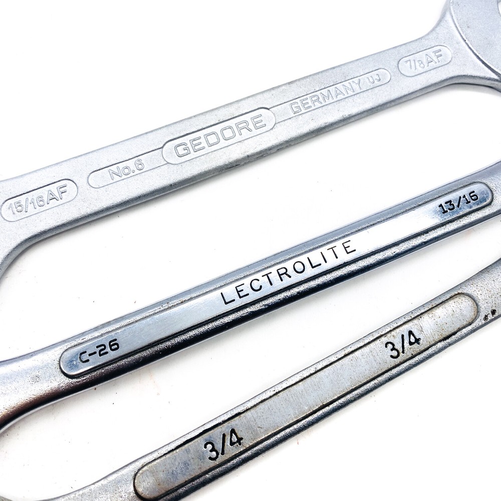 5 Pcs Gedore, Lectrolite and Assorted Open End, Combination Wrench Set